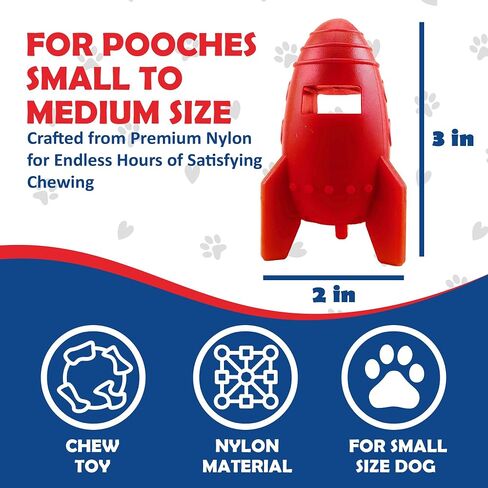 Ace's Creations Red Rocket Indestructible Chew Toy for Dogs - Interactive, Heavy-Duty Nylon for Aggressive Chewers,Long-Lasting,Chew Proof,Healthy Chewing,for Small and Medium Size Breeds,2 Pck in Saudi Arabia