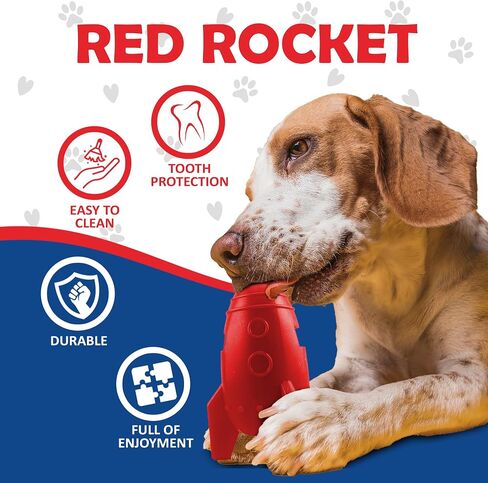 Ace's Creations Red Rocket Indestructible Chew Toy for Dogs - Interactive, Heavy-Duty Nylon for Aggressive Chewers,Long-Lasting,Chew Proof,Healthy Chewing,for Small and Medium Size Breeds,2 Pck in Saudi Arabia