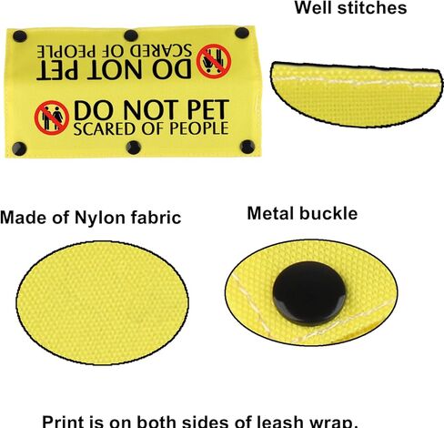 Funny Dog Leash Sleeve Do Not Pet Scared of People Dog Leash Wrap Sleeve Alert Tag Pet Birthday Gift (Scared of People-YE Sleeve) in Kuwait