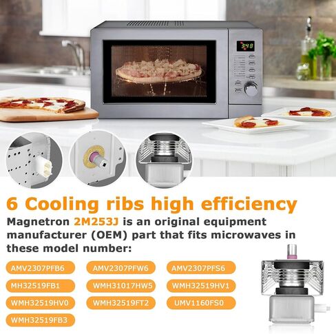 W10693025 ماجنيترون الميكروويف 2M253J متوافق مع فرن الميكروويف ويرلبول، 2M253J ماجنيترون الميكروويف يستبدل الأجزاء التالية WMH32519HB0 WMH31017FW0 WMH32519HV0 in Kuwait