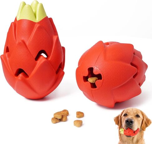 Squeaky Dog Chew Toy for Aggressive Chewers, Durable Rubber Dragon Fruit Chew Toy, Teeth Cleaning Toy for Large Medium Small Dogs, Pet Anxiety Relief in Saudi Arabia