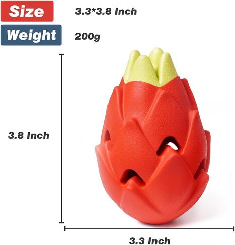 Squeaky Dog Chew Toy for Aggressive Chewers, Durable Rubber Dragon Fruit Chew Toy, Teeth Cleaning Toy for Large Medium Small Dogs, Pet Anxiety Relief in Saudi Arabia