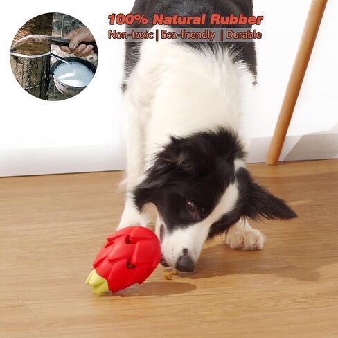 Squeaky Dog Chew Toy for Aggressive Chewers, Durable Rubber Dragon Fruit Chew Toy, Teeth Cleaning Toy for Large Medium Small Dogs, Pet Anxiety Relief in Saudi Arabia