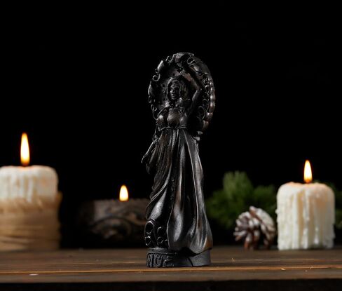 Goddess Nyx statue, Goddess of the Night, Greek goddess statue, Goddess of the Moon, Greek mythology goddess Selene Ancient Greek altar (Black) in Saudi Arabia