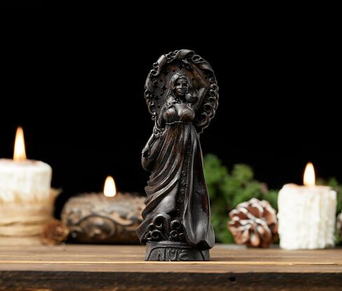 Goddess Nyx statue, Goddess of the Night, Greek goddess statue, Goddess of the Moon, Greek mythology goddess Selene Ancient Greek altar (Black) in Saudi Arabia