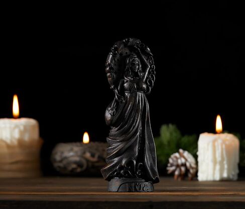 Goddess Nyx statue, Goddess of the Night, Greek goddess statue, Goddess of the Moon, Greek mythology goddess Selene Ancient Greek altar (Black) in Saudi Arabia