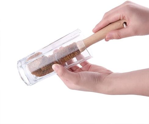 3PCS Cleaning Brush, Bottle Brush, Milk Cup Brush, Coffee Cup Brush, Pot Brush, Natural Coconut Fiber Brush Head, Strong Wooden Handle, Deep Cleaning, Natural Environmental Protection in Kuwait
