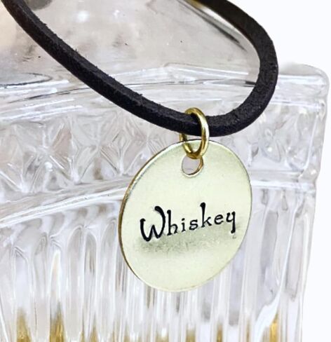 Liquor Alcohol Bottle Decanter Label (1) Tag, Minimalist Hand-Stamped Brass Round on Leather String, Gift Ideas for Men, Home Bar Decor Whiskey Tequila Rum Gin Vodka Scotch Bourbon (Tequila) in Saudi Arabia