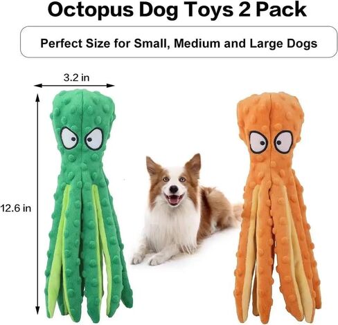 LL Goods- Crinkly Blue Octopus Plush Dog Toys: Indestructible, Squeaky, Perfect for Aggressive Chewers, Relieves Anxiety - Durable Fun! in Saudi Arabia