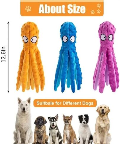 LL Goods- Crinkly Blue Octopus Plush Dog Toys: Indestructible, Squeaky, Perfect for Aggressive Chewers, Relieves Anxiety - Durable Fun! in Saudi Arabia