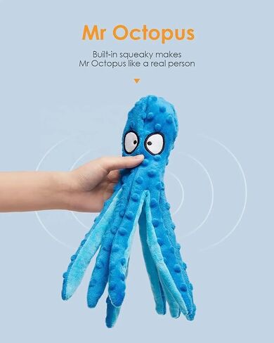 LL Goods- Crinkly Blue Octopus Plush Dog Toys: Indestructible, Squeaky, Perfect for Aggressive Chewers, Relieves Anxiety - Durable Fun! in Saudi Arabia