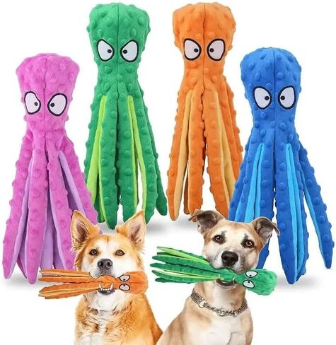 LL Goods- Crinkly Blue Octopus Plush Dog Toys: Indestructible, Squeaky, Perfect for Aggressive Chewers, Relieves Anxiety - Durable Fun! in Saudi Arabia