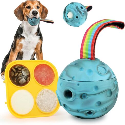 Dog Chew Toys Freezable for Boredom Anxiety Relief, Tough Safe Dental Aid Dog Interactive Toys Balls for Aggressive Chewers, Dog Toothbrush Slow Feeder Dog Chews, Keep Them Busy Long Lasting Dog Gift in Kuwait