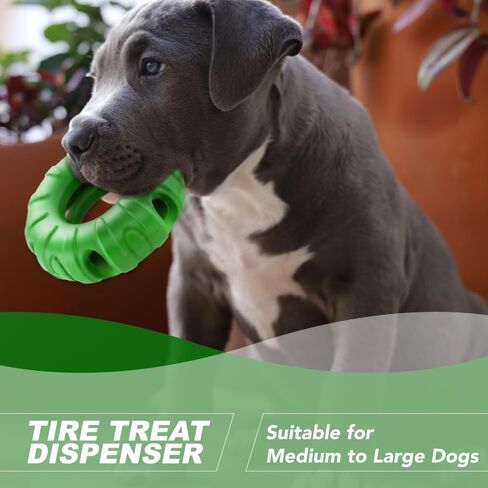 TSPRO Chew Toys Puppy Tires Flavored Dog Chew Toys, Real Beef Flavor Leaky Food Toy Slow Feeder Food Treat Dispensing Toys, Dog Interactive Toys for Medium to Large Dogs (Tire Red) in Saudi Arabia