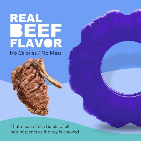 TSPRO Chew Toys Puppy Tires Flavored Dog Chew Toys, Real Beef Flavor Leaky Food Toy Slow Feeder Food Treat Dispensing Toys, Dog Interactive Toys for Medium to Large Dogs (Tire Red) in Saudi Arabia
