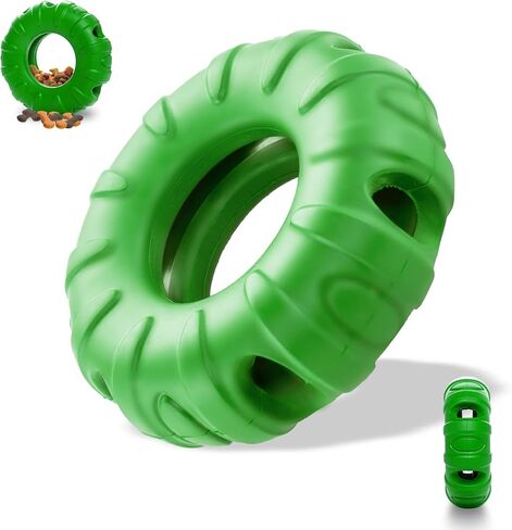 TSPRO Chew Toys Puppy Tires Flavored Dog Chew Toys, Real Beef Flavor Leaky Food Toy Slow Feeder Food Treat Dispensing Toys, Dog Interactive Toys for Medium to Large Dogs (Tire Red) in Saudi Arabia