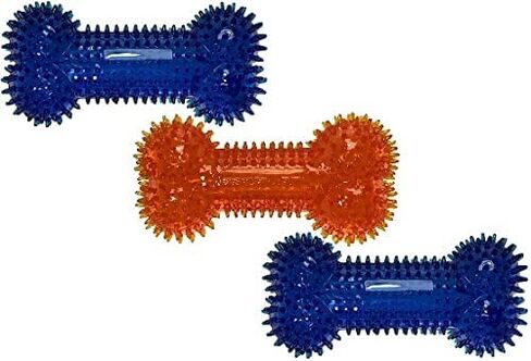 PetSport 7.5" Gorilla Spiky Squeaker Bone Dog Toy (3 Pack) - Large | Vanilla Scented Super Durable TPR Rubber That Floats | Maintain Dental Health for Your Pet, Colors Will Vary in Saudi Arabia