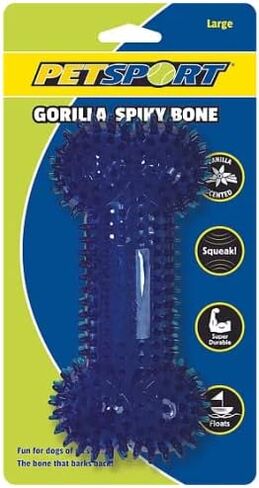 PetSport 7.5" Gorilla Spiky Squeaker Bone Dog Toy (3 Pack) - Large | Vanilla Scented Super Durable TPR Rubber That Floats | Maintain Dental Health for Your Pet, Colors Will Vary in Saudi Arabia