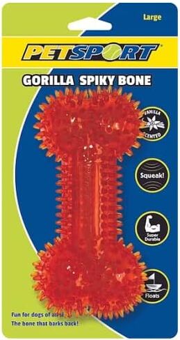 PetSport 7.5" Gorilla Spiky Squeaker Bone Dog Toy (3 Pack) - Large | Vanilla Scented Super Durable TPR Rubber That Floats | Maintain Dental Health for Your Pet, Colors Will Vary in Saudi Arabia