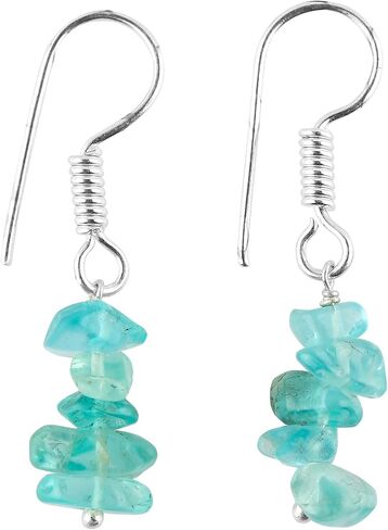 Natural Blue Apatite Chips Crystal Earring, Yoga Jewelry, Meditation Earring, Crystals Earring, Raw Gemstone, Energy Healing Crystals, Birthday, Gift for Her, Gemstone Jewelry AA+ Quality in Saudi Arabia