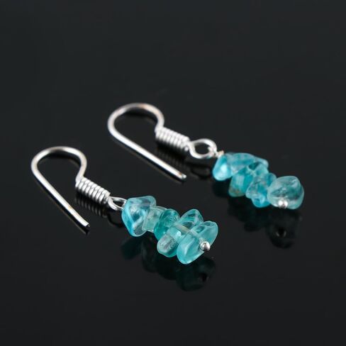Natural Blue Apatite Chips Crystal Earring, Yoga Jewelry, Meditation Earring, Crystals Earring, Raw Gemstone, Energy Healing Crystals, Birthday, Gift for Her, Gemstone Jewelry AA+ Quality in Saudi Arabia