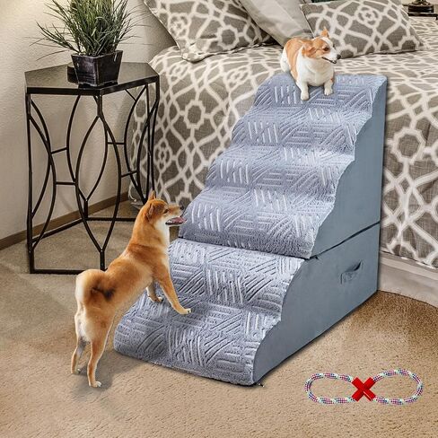 Dog Stairs Steps for 30 Inches Tall High Bed, Pet Dog Ramp Ladder for Small Dogs Injured, Doggie, Old Cats, Kitty, Small Animals with Glow Cover Up to 28 29 30 Inch Tall Bed in Saudi Arabia