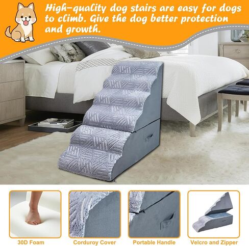 Dog Stairs Steps for 30 Inches Tall High Bed, Pet Dog Ramp Ladder for Small Dogs Injured, Doggie, Old Cats, Kitty, Small Animals with Glow Cover Up to 28 29 30 Inch Tall Bed in Saudi Arabia