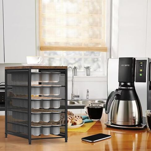 NANANARDOSO Coffee Pod Holder For Counter, 5 Tier Coffee Pod Drawer for K Cup Storage Drawer Holder, 90 Capacity Pods Storage Organizer Cups Capsule with Sliding Baskets for Coffee Station in Saudi Arabia