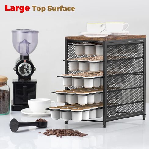 NANANARDOSO Coffee Pod Holder For Counter, 5 Tier Coffee Pod Drawer for K Cup Storage Drawer Holder, 90 Capacity Pods Storage Organizer Cups Capsule with Sliding Baskets for Coffee Station in Saudi Arabia