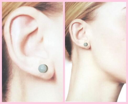 8mm Green Jadeite Jade Genuine Natural Gemstone Round Sphere Globe Ball Stud Earrings - Handmade March Birthstone Birthday Gift - Hypoallergenic 14K Gold Filled Posts in Saudi Arabia