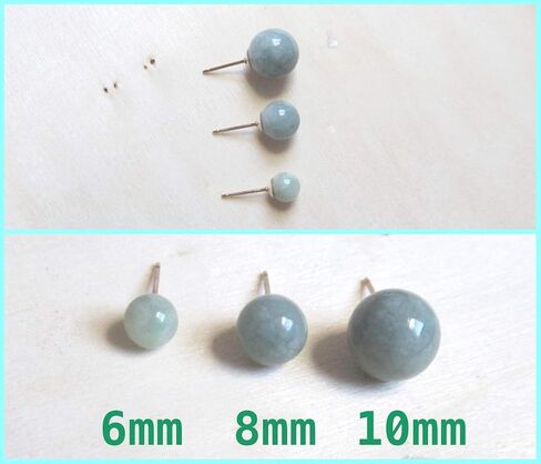 8mm Green Jadeite Jade Genuine Natural Gemstone Round Sphere Globe Ball Stud Earrings - Handmade March Birthstone Birthday Gift - Hypoallergenic 14K Gold Filled Posts in Saudi Arabia