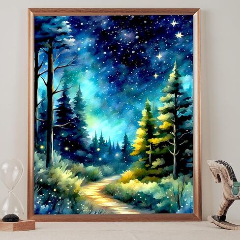 ليلة مليئة بالنجوم ملصق جدار ديكور - مجردة الخريف الخريف أشجار القيقب الصنوبر المناظر الطبيعية عاكسة فان جوخ اللوحة الكولاج الصور الجمالية الحديثة لغرفة المعيشة غرفة نوم الفن أنيمي - 8x10 صور غير مؤطرة in Kuwait