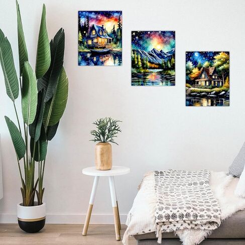 ليلة مليئة بالنجوم ملصق جدار ديكور - مجردة الخريف الخريف أشجار القيقب الصنوبر المناظر الطبيعية عاكسة فان جوخ اللوحة الكولاج الصور الجمالية الحديثة لغرفة المعيشة غرفة نوم الفن أنيمي - 8x10 صور غير مؤطرة in Kuwait