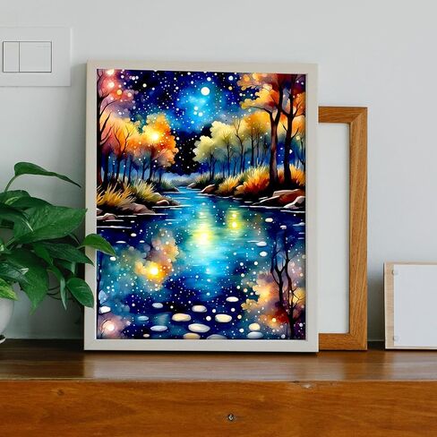 ليلة مليئة بالنجوم ملصق جدار ديكور - مجردة الخريف الخريف أشجار القيقب الصنوبر المناظر الطبيعية عاكسة فان جوخ اللوحة الكولاج الصور الجمالية الحديثة لغرفة المعيشة غرفة نوم الفن أنيمي - 8x10 صور غير مؤطرة in Kuwait