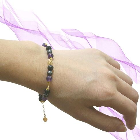 Protection Bracelet, Crystals and Healing Stones Bracelets Necklace Set Convert, Adjustable Triple Protection Jewelry Handmade Beaded, amethyst, obsidian, hematite (Gold-6mm-Triple Protection) in Saudi Arabia