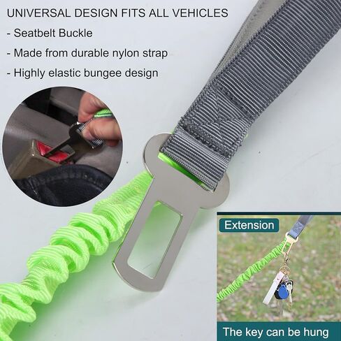 Dog Leash with Comfortable Padded Handle,Heavy Duty Dog Leash Bungee,No Pull Dog Leash for Shock Absorption for Small Medium Large Dogs - 2 Padded Handles,2 in 1 Dog Car Seatbelt (Green) in Saudi Arabia