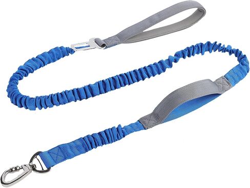 Dog Leash with Comfortable Padded Handle,Heavy Duty Dog Leash Bungee,No Pull Dog Leash for Shock Absorption for Small Medium Large Dogs - 2 Padded Handles,2 in 1 Dog Car Seatbelt (Green) in Saudi Arabia