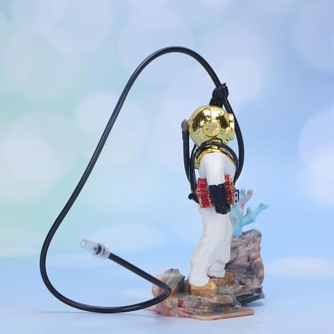 POPETPOP Aquarium Decorations Diver with Hose: Aquarium Ornaments Live Action Aerating Treasure Ornament Undersea Treasure Chest Diver for Fish Tank Decorations in Saudi Arabia