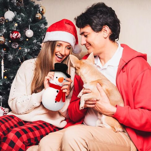 Liliful 4 Pieces Christmas Squeaky Dog Toys Bulk Xmas Stuffed Plush Dog Toys Santa Claus Snowman Elk Penguin Dog Interactive Teething Chew Toys for Christmas Small Medium Large Dogs Gift Toys in Saudi Arabia