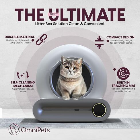 Self Cleaning Cat Litter Box, Automatic Cat Litter Box with Tofu Litter, Mat & Liners/APP Control, 65L+9L Large Capacity, Suitable for Multiple Cats in Saudi Arabia