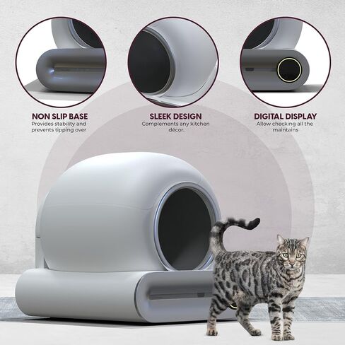 Self Cleaning Cat Litter Box, Automatic Cat Litter Box with Tofu Litter, Mat & Liners/APP Control, 65L+9L Large Capacity, Suitable for Multiple Cats in Saudi Arabia