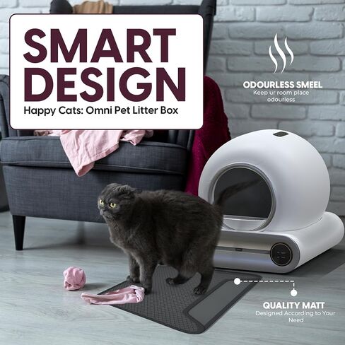 Self Cleaning Cat Litter Box, Automatic Cat Litter Box with Tofu Litter, Mat & Liners/APP Control, 65L+9L Large Capacity, Suitable for Multiple Cats in Saudi Arabia