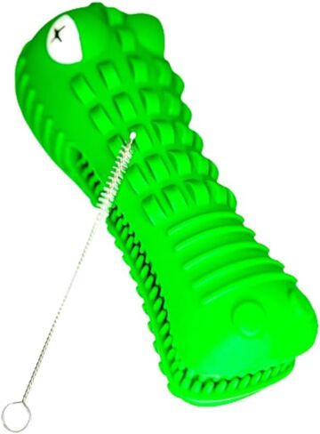 Dog Toothbrush Dental Chew Crocodile Dog Toy, Teeth Cleaning, Teething Aid, The Best Indestructible Dog Toy for Aggressive Chewers, Dog Chew Toy for Medium to Large Dogs (Green) in Saudi Arabia