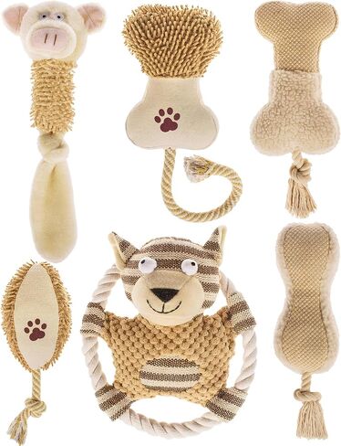 6 Pack Dog Squeaky Plush Chew Toys for Small Medium Large Dogs Aggressive Chewers Calming Cuddly for Teething Pet Toys in Saudi Arabia
