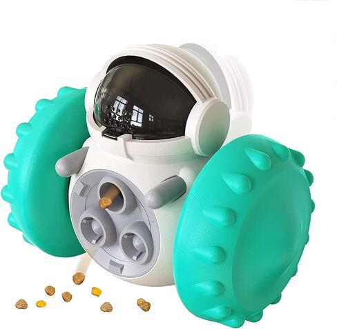 Interactive Food Toy for Dog and Cats, Pet Food Dispensor Tumbler Dog Treat Toy, Dog Slow Feeder Treat Dispensing Puzzle Toys for Small Dogs/Cats,Robot Shape Dog Toys-Blue in Saudi Arabia
