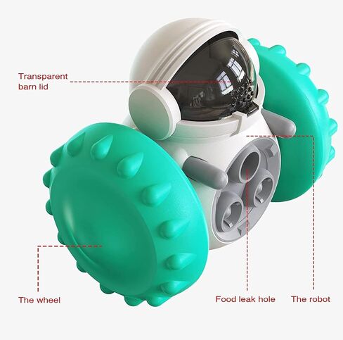 Interactive Food Toy for Dog and Cats, Pet Food Dispensor Tumbler Dog Treat Toy, Dog Slow Feeder Treat Dispensing Puzzle Toys for Small Dogs/Cats,Robot Shape Dog Toys-Blue in Saudi Arabia