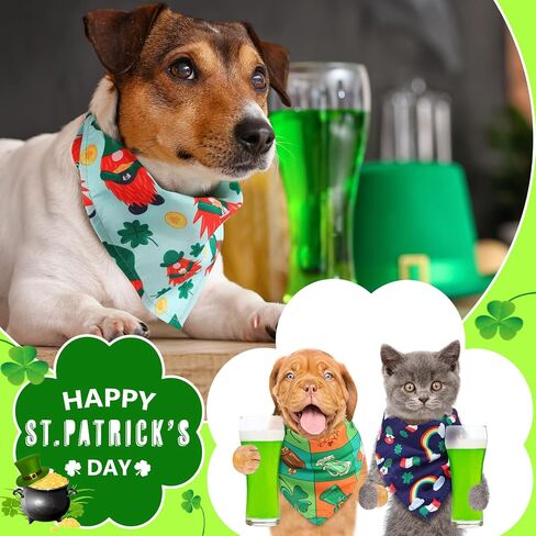 50 Pieces St. Particks Dog Bandanas Bulk Dog Kerchief Set Bibs Triangle Dog Scarf Dog Bandanas with Clover Patterns for St. Particks Party Pet Costume Accessories Decoration in Saudi Arabia