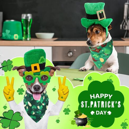 50 Pieces St. Particks Dog Bandanas Bulk Dog Kerchief Set Bibs Triangle Dog Scarf Dog Bandanas with Clover Patterns for St. Particks Party Pet Costume Accessories Decoration in Saudi Arabia