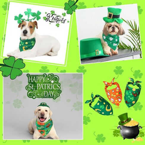 50 Pieces St. Particks Dog Bandanas Bulk Dog Kerchief Set Bibs Triangle Dog Scarf Dog Bandanas with Clover Patterns for St. Particks Party Pet Costume Accessories Decoration in Saudi Arabia