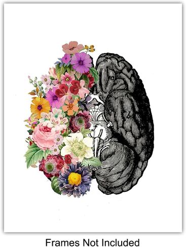 Original Flower Organs Wall Art Print Poster Set - Unique Steampunk Anatomy Home Decor for Dr Office - Gift for Doctor, Physician, Nurse, PA - 8x10 Unframed Photos - Heart, Lungs, Brain, Intestines in Saudi Arabia